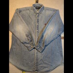Ralph Lauren Blair 100% Cotton Sz L Long Sleeve Jean Shirt Gorpcore Campcore
